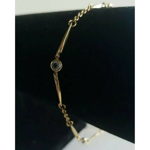 Vintage AVON Link Gold Tone Chain Bracelet 7.5" w/rhinestones - Picture 2 of 6